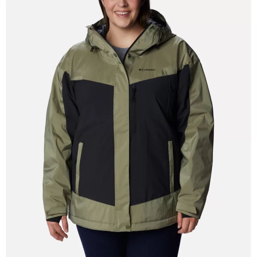 Columbia Sale Women's Point Park Insulated Jacket Plus Size Stone Green Sheen/Black