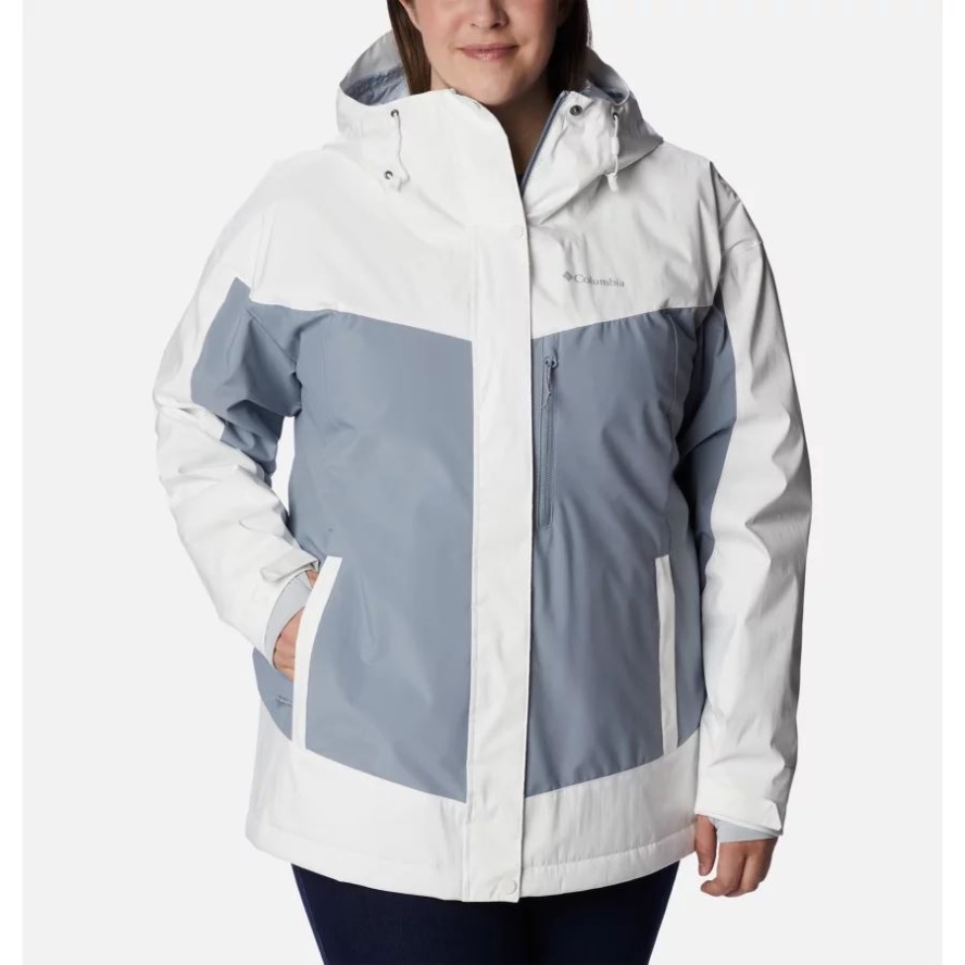 Columbia Sale Women's Point Park Insulated Jacket Plus Size White Sheen/Tradewinds Grey
