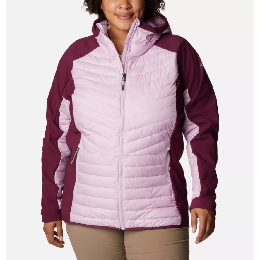 Columbia Sale Women's Powder Lite Hybrid Hooded Jacket Plus Size Aura/Marionberry