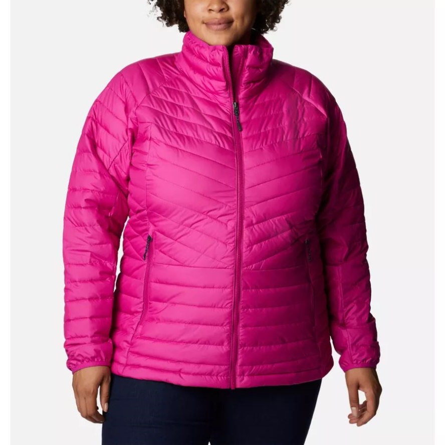 Columbia Sale Women's Powder Lite II Full Zip Insulated Jacket Plus Size Wild Fuchsia