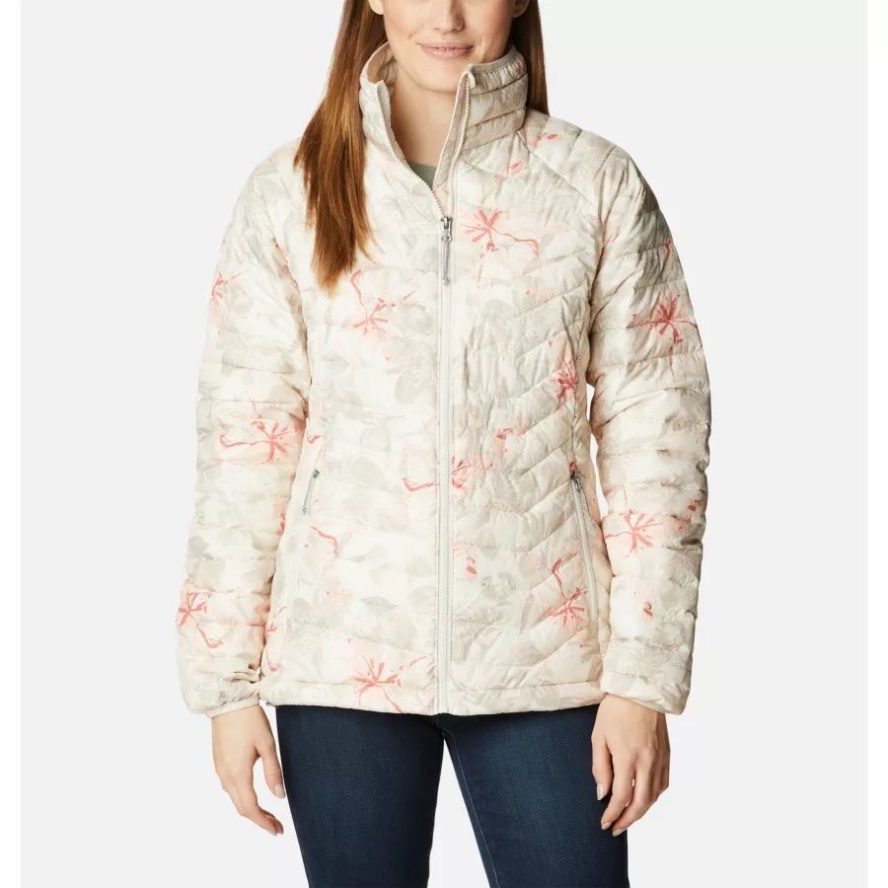 Columbia Sale Women's Powder Lite Jacket Chalk Aurelian Print