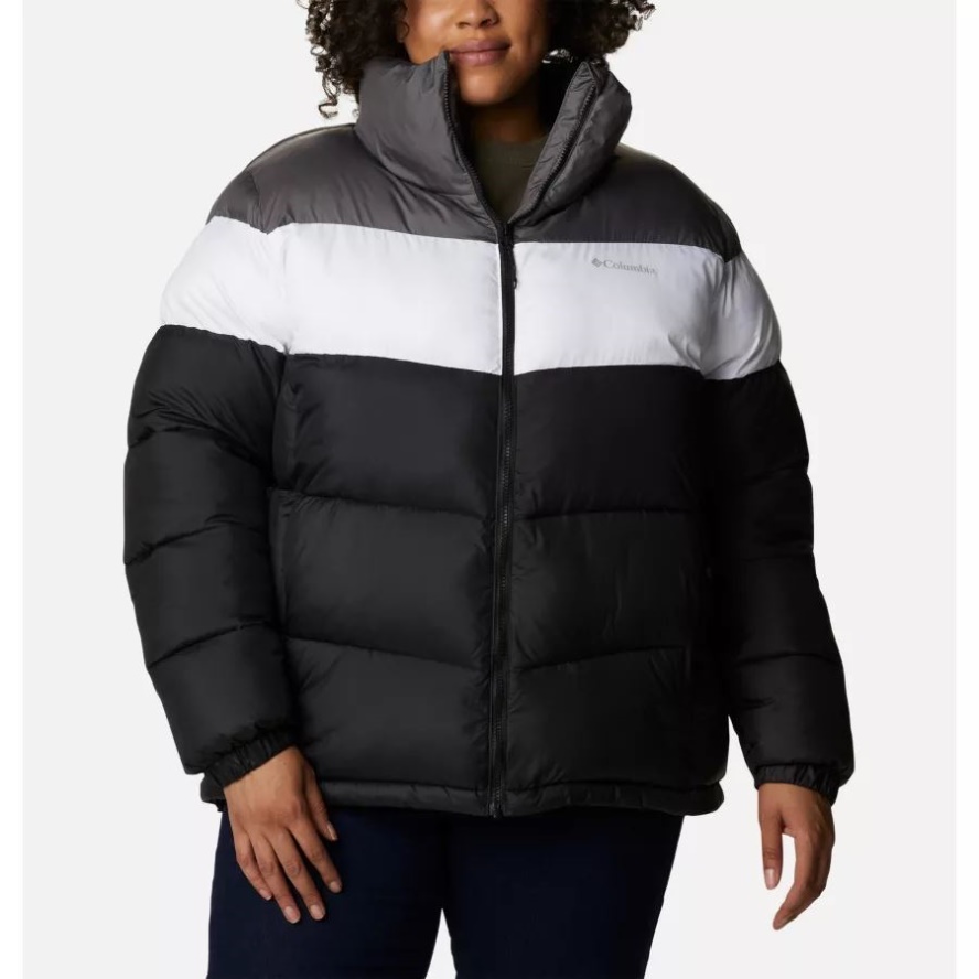 Columbia Sale Women's Puffect Color Blocked Jacket Plus Size Black/White/City Grey