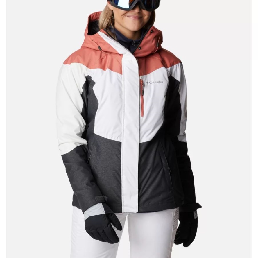 Columbia Sale Women's Rosie Run Insulated Jacket White/Dk Coral Heather/Shark Heather