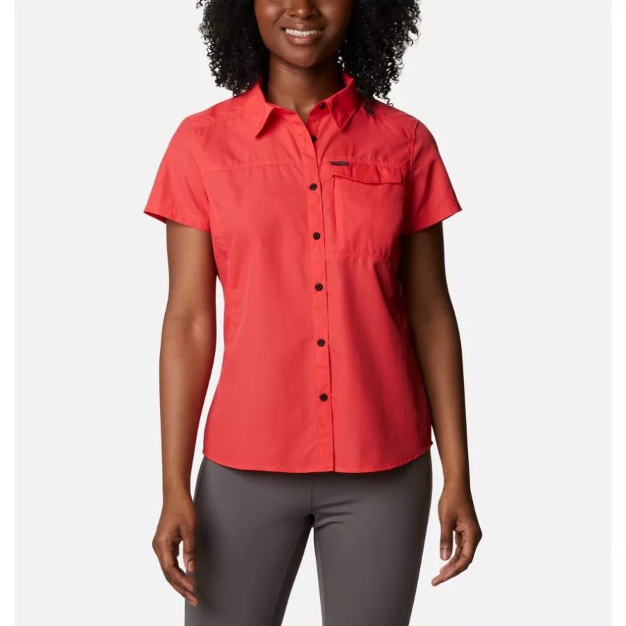 Columbia Sale Women's Silver Ridge 2.0 Short Sleeve Shirt Red Hibiscus