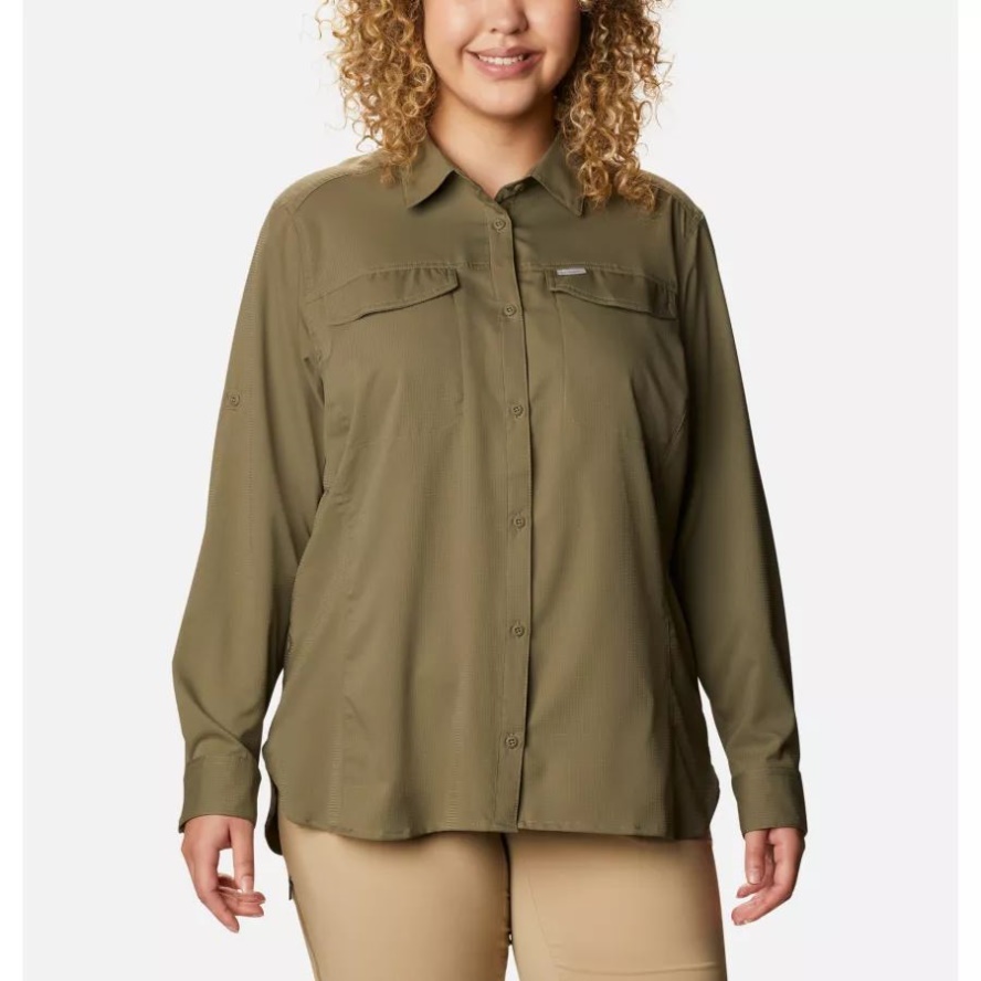 Columbia Sale Women's Silver Ridge Lite Long Sleeve Shirt Plus Size Stone Green