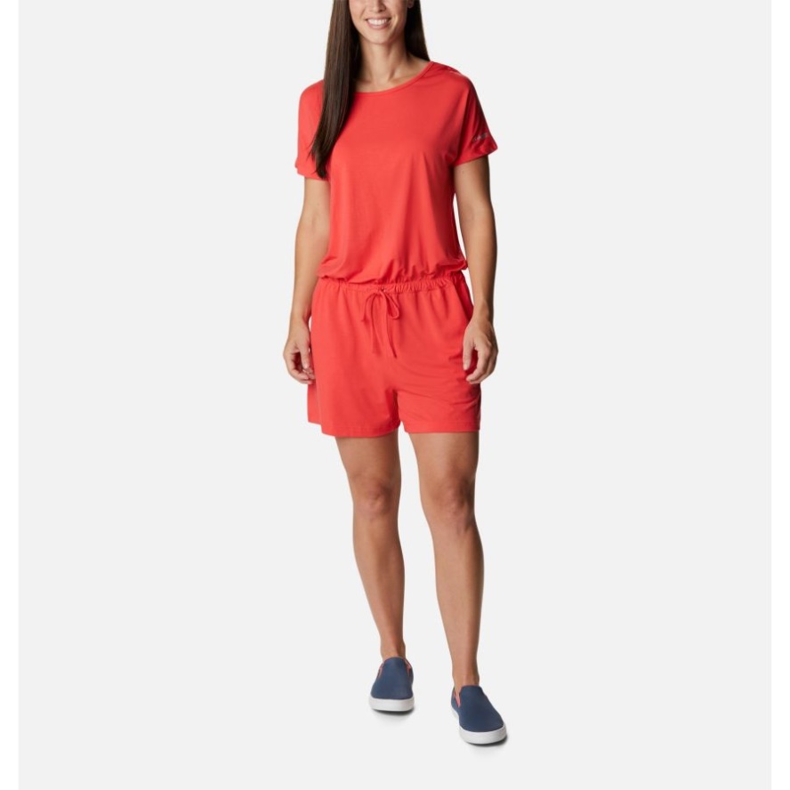Columbia Sale Women's Slack Water Knit Romper Red Hibiscus