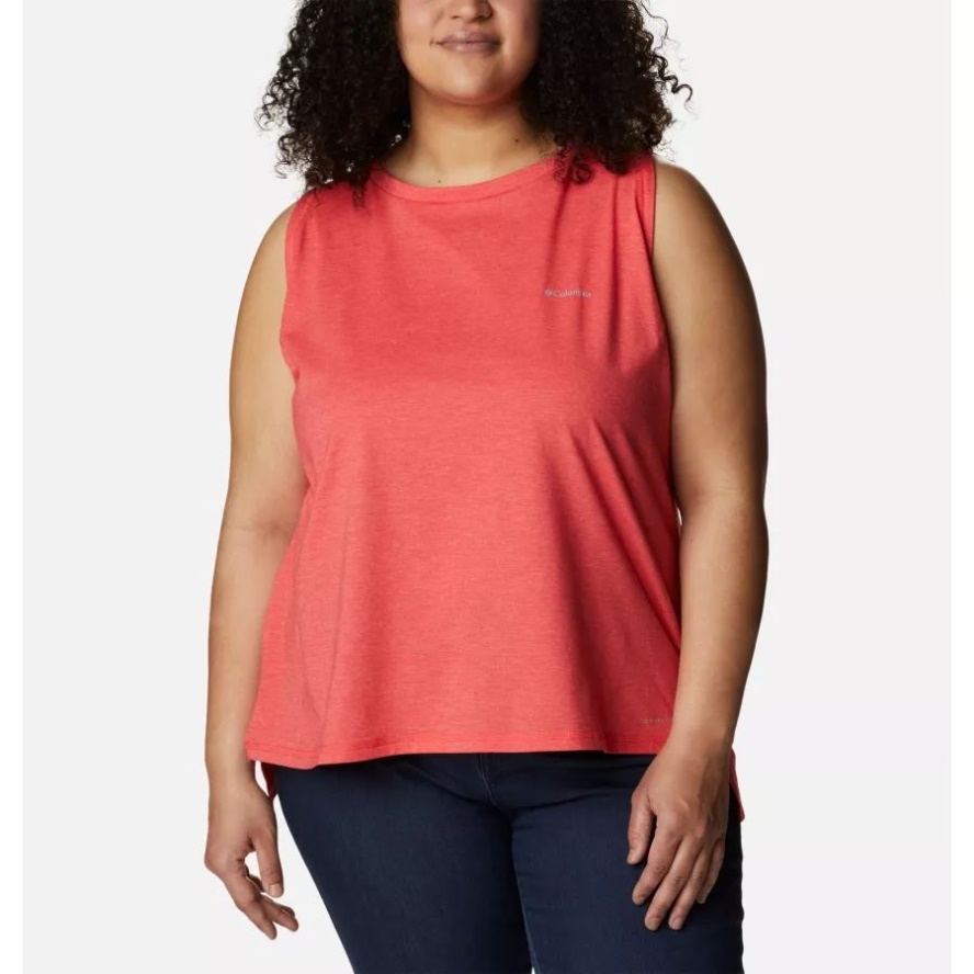 Columbia Sale Women's Sun Trek Tank Plus Size Red Hibiscus Heather