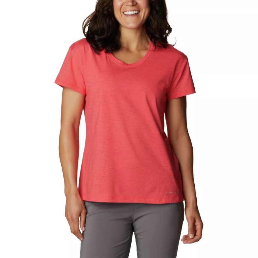 Columbia Sale Women's Sun Trek Technical T-Shirt Red Hibiscus Heather