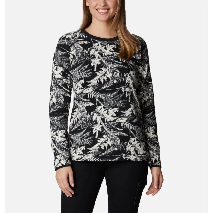 Columbia Sale Women's Sweater Weather Fleece Crew Shirt Chalk North Woods Tonal