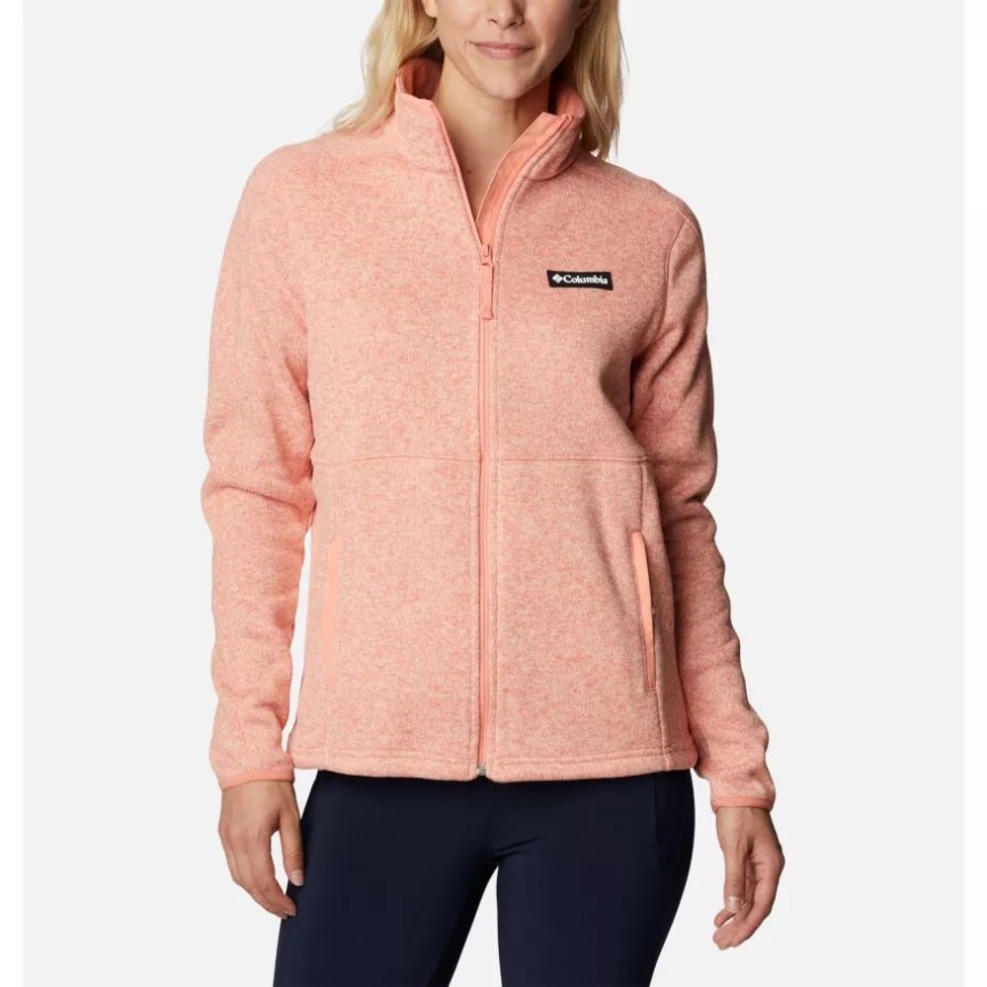 Columbia Sale Women's Sweater Weather Full Zip Jacket Summer Peach/Heather