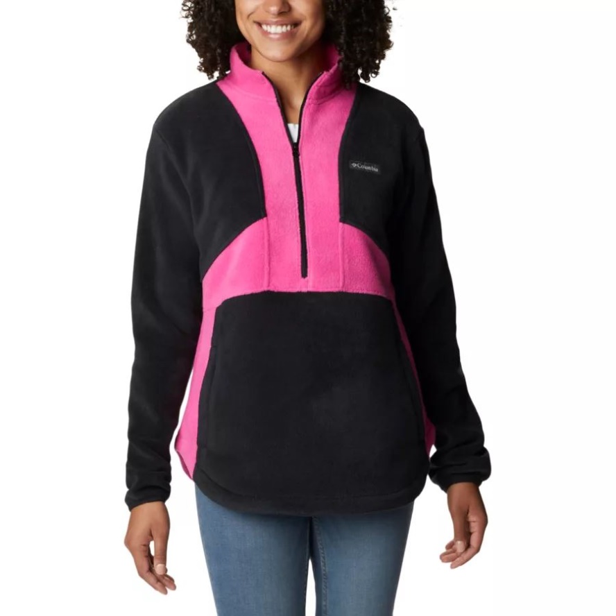 Columbia Sale Women's Tested Tough In Pink Colorblock Half Zip Fleece Pullover Black/Pink Ice