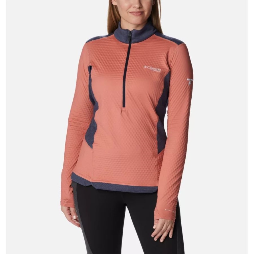 Columbia Sale Women's Titan Pass Helix Quarter Zip Pullover Dark Coral/Nocturnal