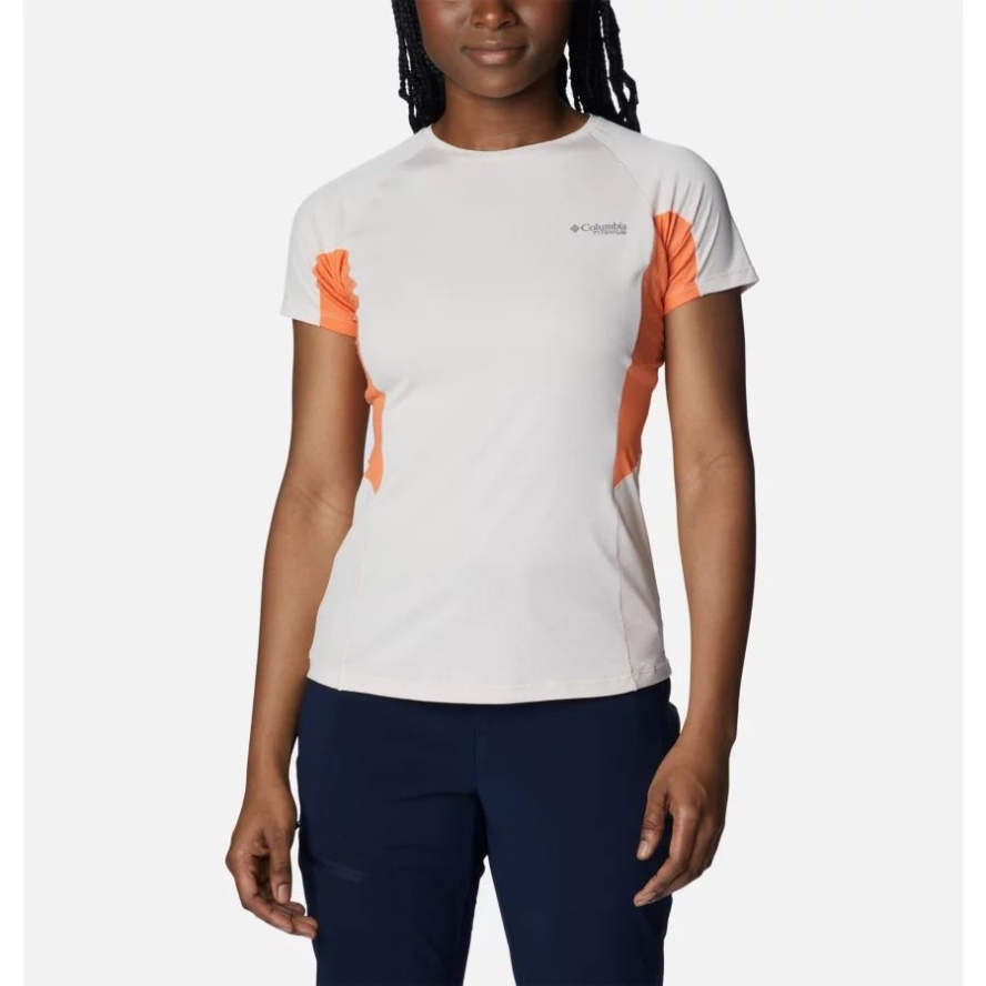 Columbia Sale Women's Titan Pass Ice Short Sleeve Shirt Peach Blossom/Sunset Orange