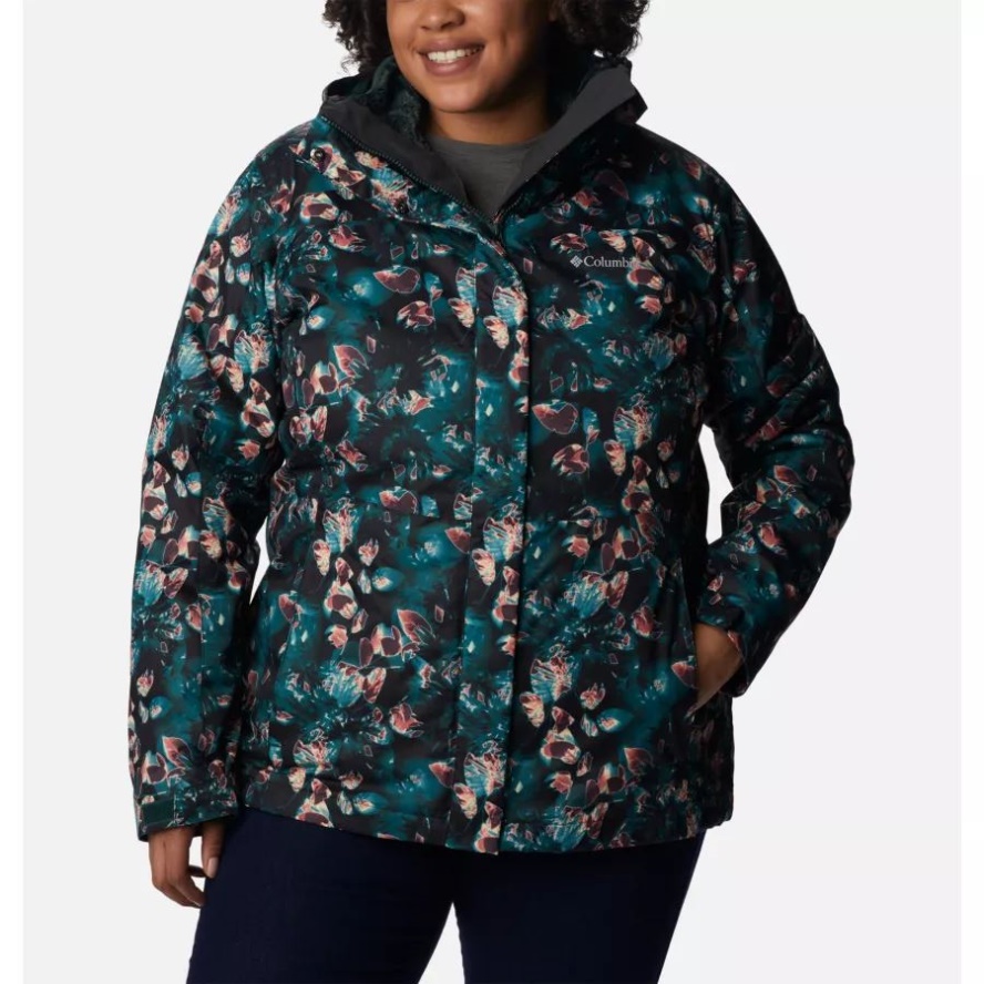 Columbia Sale Women's Tunnel Falls Interchange Jacket Plus Size Spruce Solarized Print