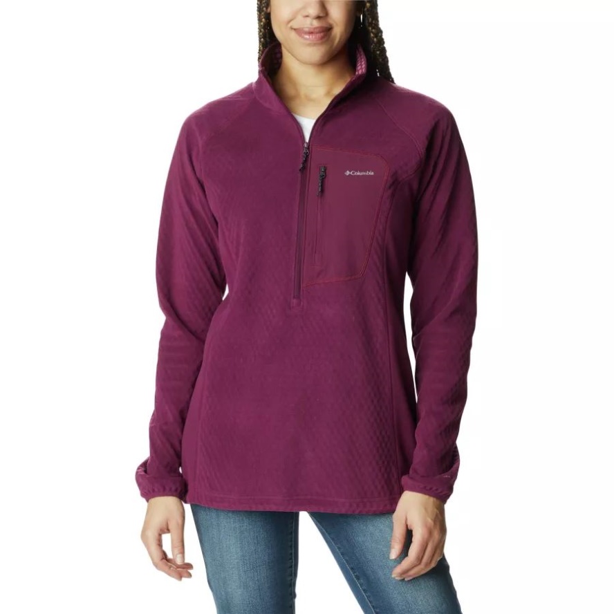 Columbia Sale Women's W Outdoor Tracks Half Zip Fleece Technical Pullover Marionberry/Aura