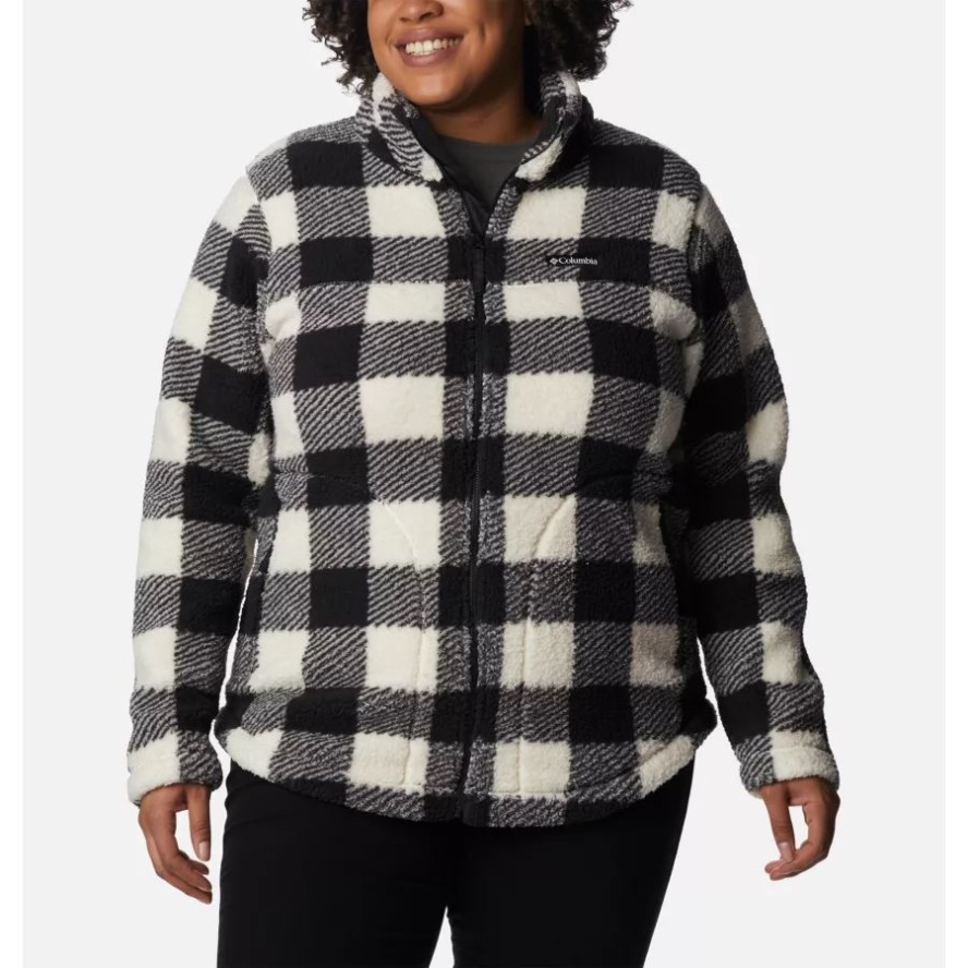 Columbia Sale Women's West Bend Full Zip Fleece Jacket Plus Size Chalk Check Print
