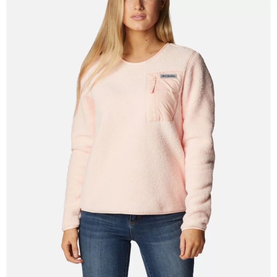 Columbia Sale Women's West Bend Sherpa Crewneck Pullover Peach Blossom