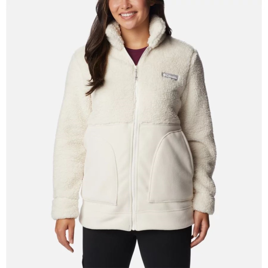 Columbia Sale Women's Winter Pass Sherpa Long Full Zip Fleece Jacket Chalk