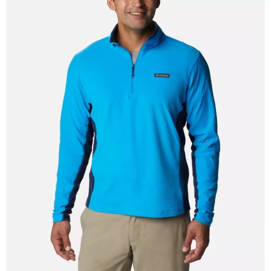 Compass Blue/Collegiate Navy Men's Overlook Pass Half Zip Shirt Columbia Sale