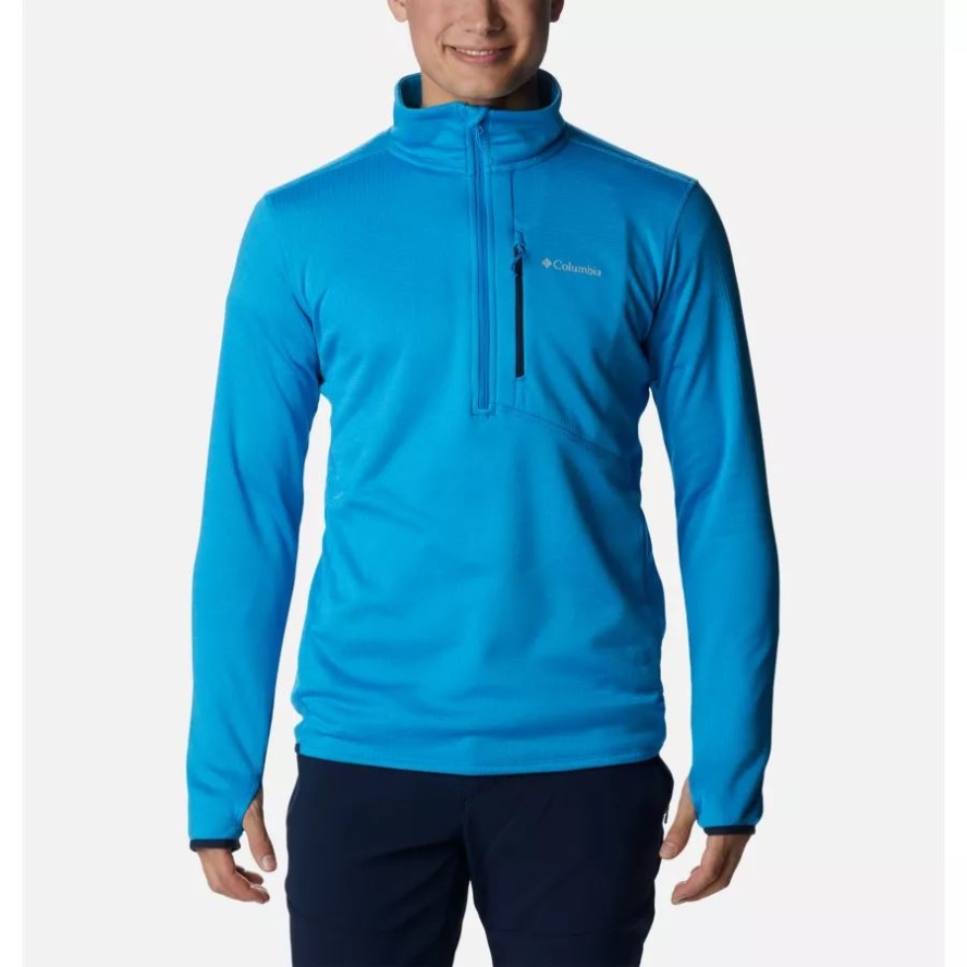 Compass Blue Heather Men's Park View Fleece Half Zip Pullover Columbia Sale