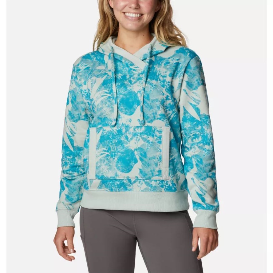 Cool Green Skydye Women's PFG Slack Water French Terry Hoodie Columbia Sale