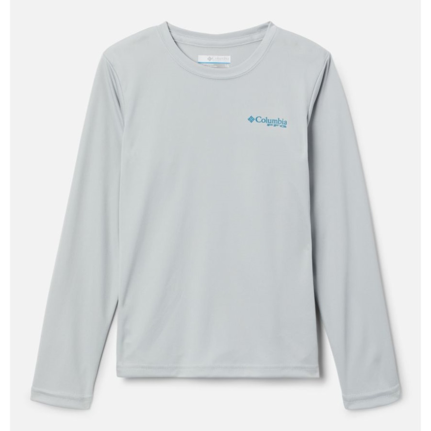 Cool Grey/Deep Marine - Bass Boys' PFG Terminal Tackle University Long Sleeve Shirt Columbia Sale