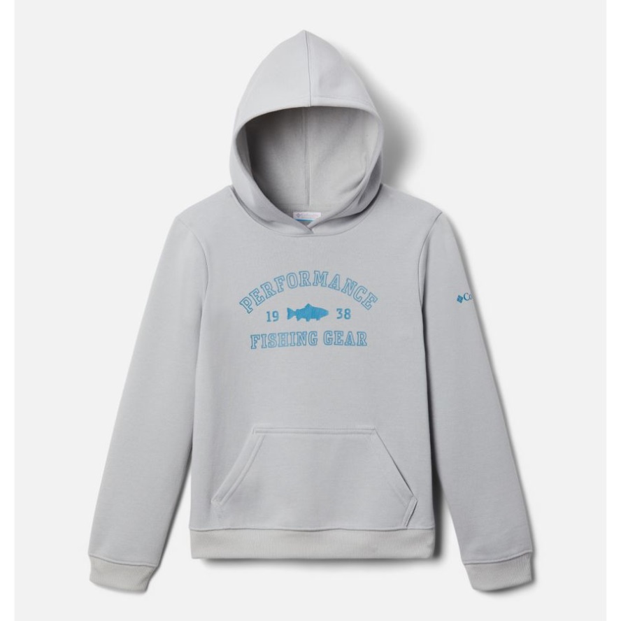 Cool Grey/Deep Marine - Trout Columbia Sale Boys' PFG University Hoodie