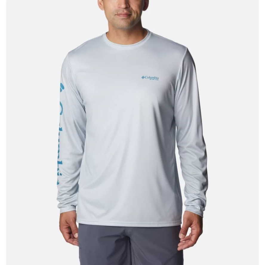 Cool Grey/Sailfish Men's PFG Terminal Tackle Carey Chen Long Sleeve Shirt Columbia Sale