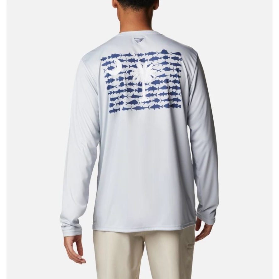 Cool Grey/South Carolina Fish Columbia Sale Men's Terminal Tackle PFG Fish Flag Long Sleeve Shirt