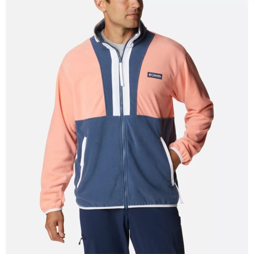Coral Reef/Dark Mountain/White Columbia Sale Men's Back Bowl Fleece Lightweight