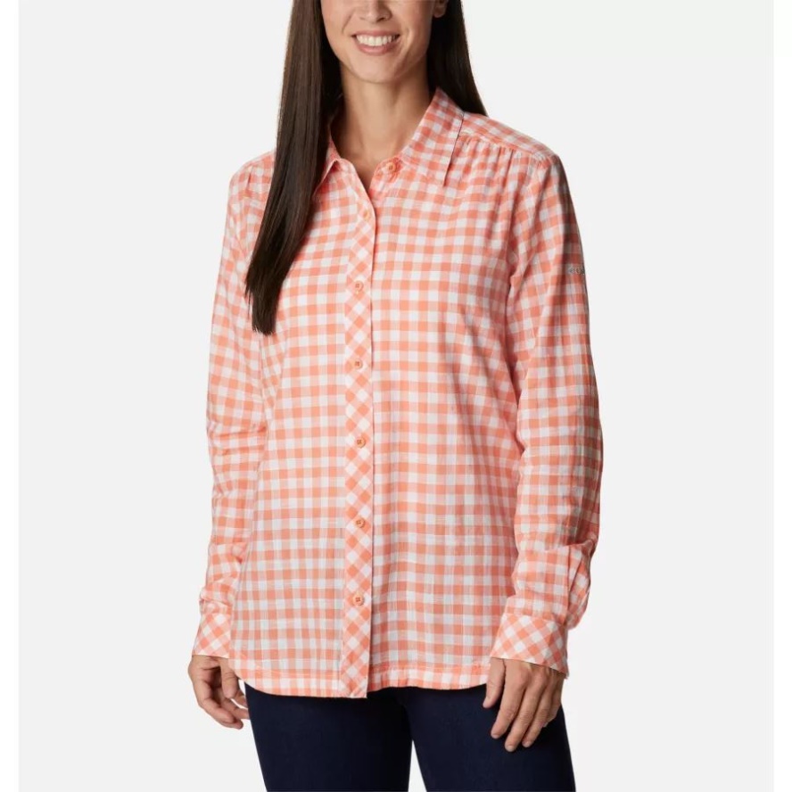 Coral Reef Gingham Columbia Sale Women's Camp Henry III Casual Shirt