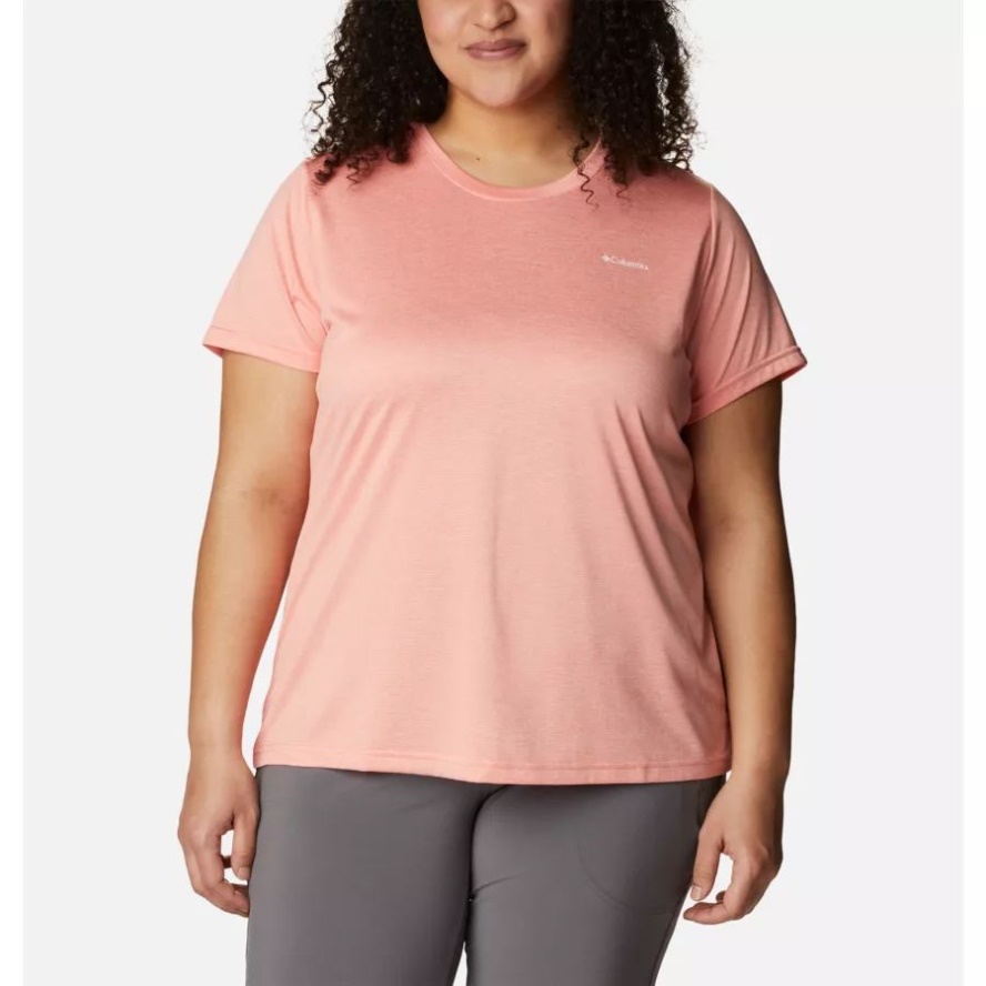 Coral Reef Heather Women's Columbia Sale Hike Short Sleeve Crew Shirt Plus Size Columbia Sale