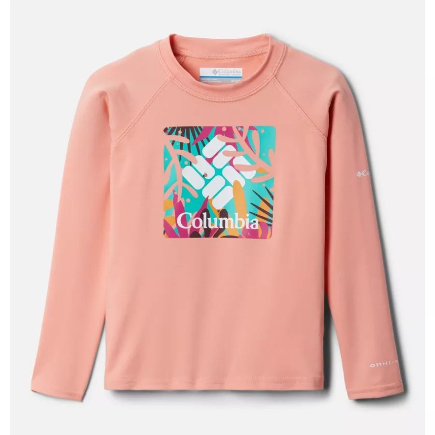 Coral Reef In The Leaves Columbia Sale Kids' Toddler Sandy Shores Printed Long Sleeve Sunguard Shirt