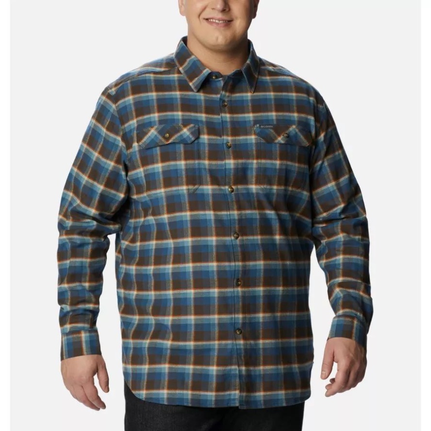 Cordovan Shadow Plaid Columbia Sale Men's Flare Gun Stretch Flannel Shirt Extended Size