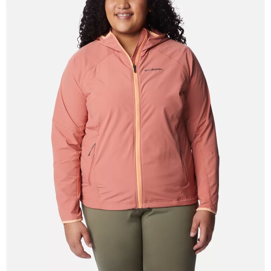 Dark Coral Columbia Sale Women's Sweet As Softshell Hooded Jacket Plus Size