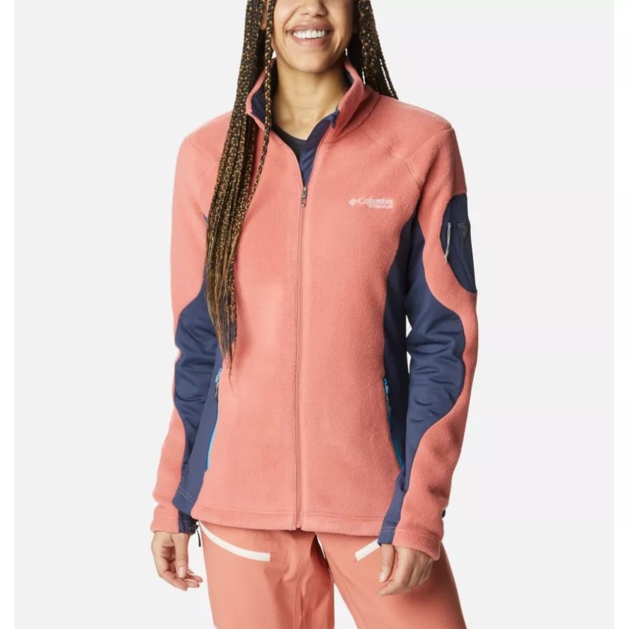 Dark Coral/Nocturnal Women's Titan Pass 2.0 Technical Fleece Jacket Columbia Sale
