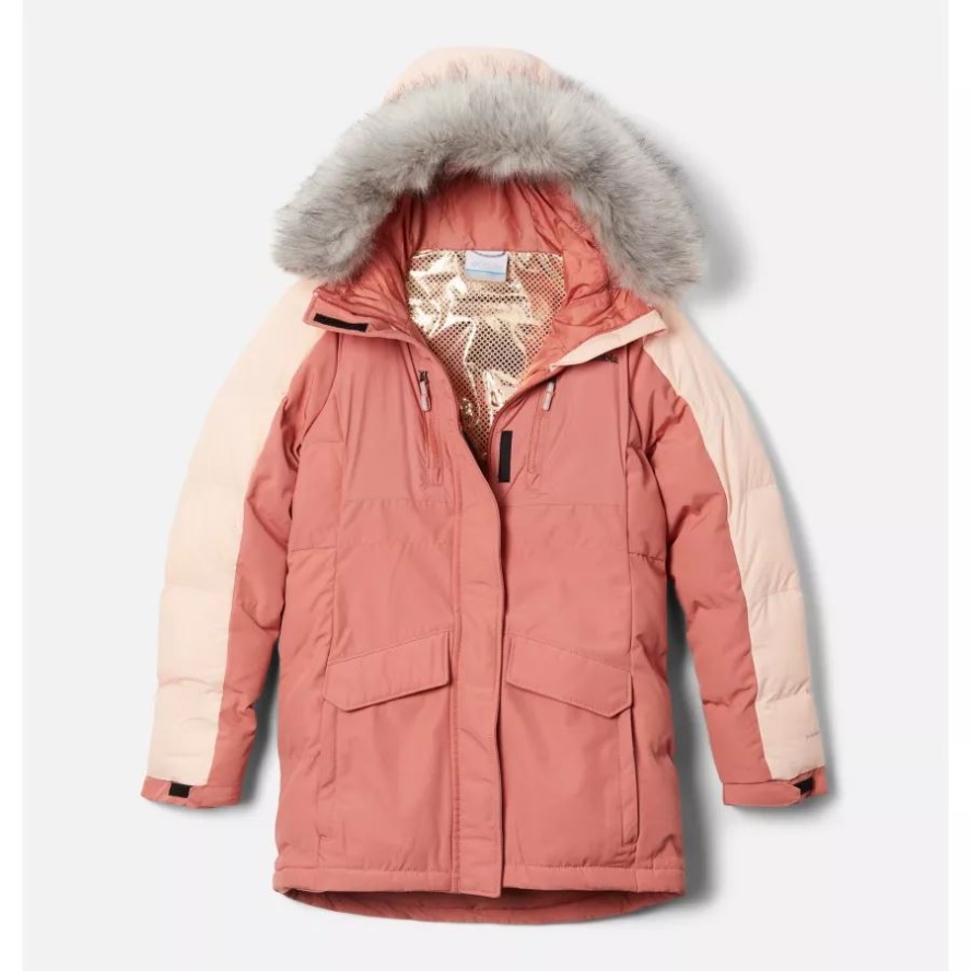 Dark Coral/Peach Blossom Columbia Sale Girls' Marquam Peak Fusion II Parka