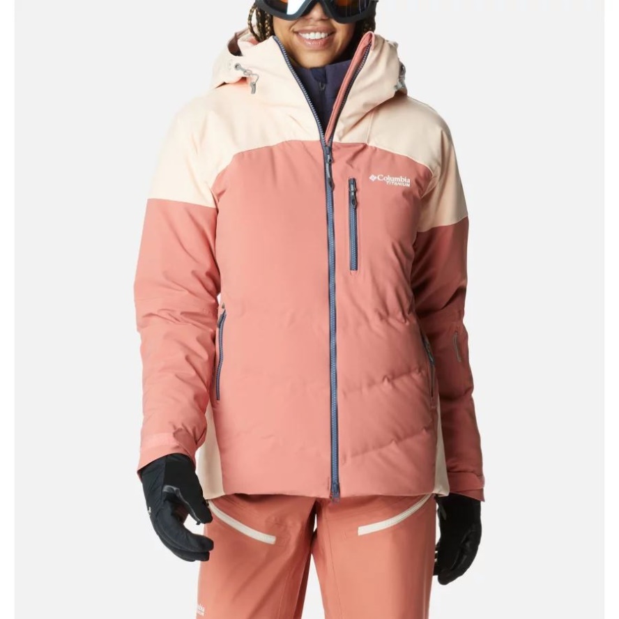 Dark Coral/Peach Blossom Columbia Sale Women's Powderkeg III Waterproof Ski Down Jacket
