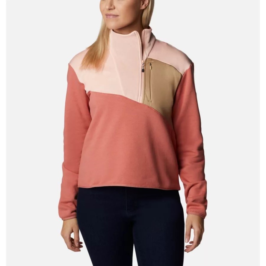 Dark Coral/Peach Blossom Women's Columbia Sale Lodge Hybrid Pullover Columbia Sale