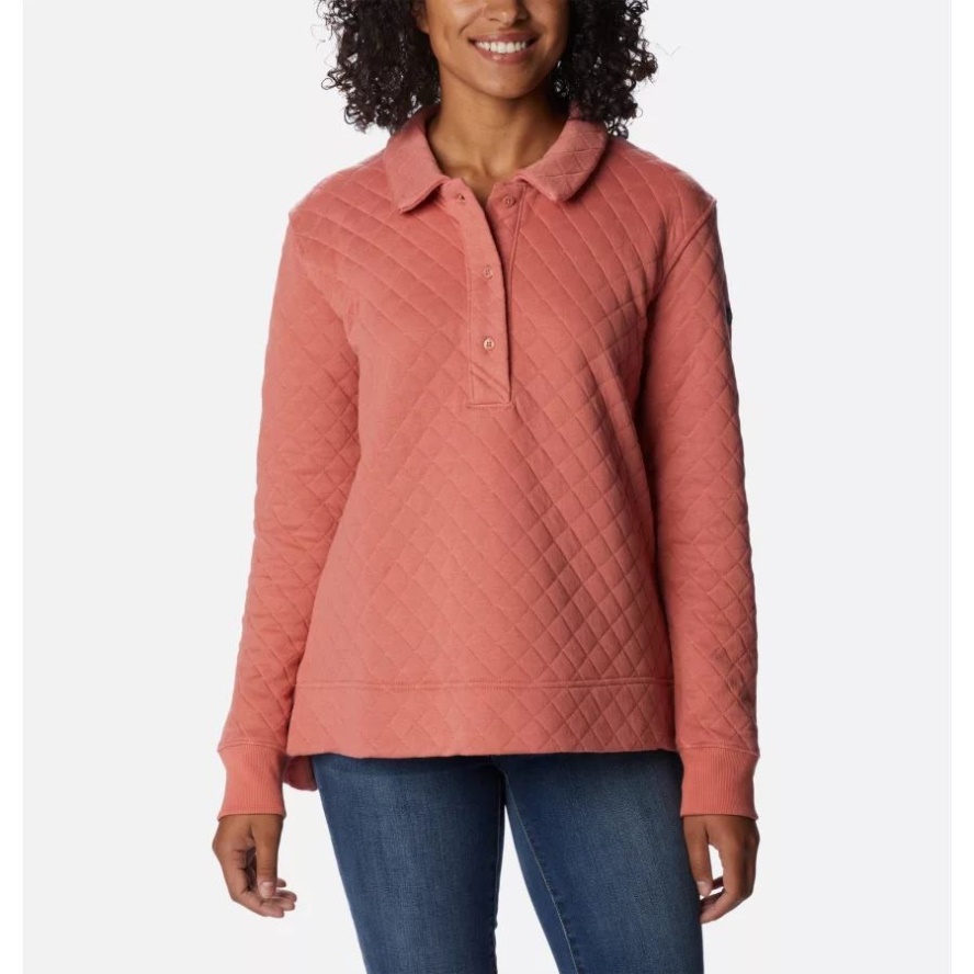 Dark Coral Women's Columbia Sale Lodge Quilted Polo Columbia Sale