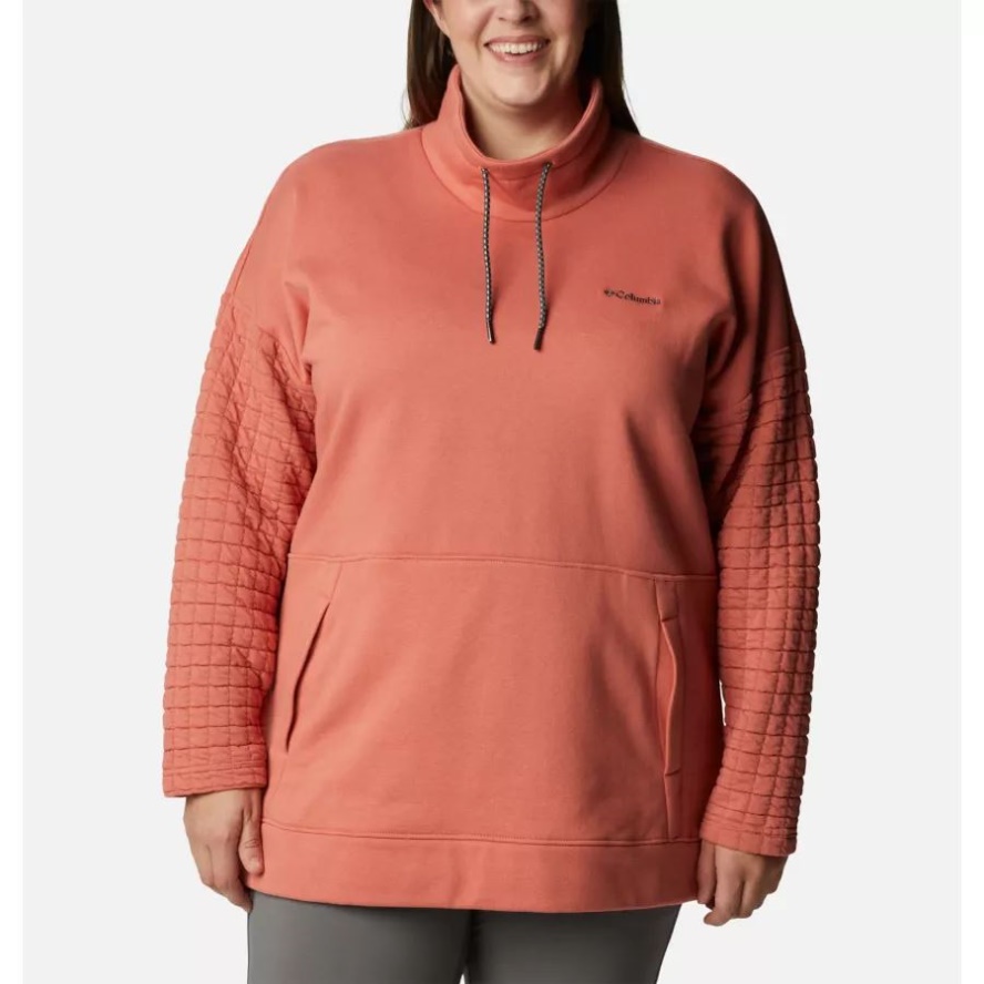 Dark Coral Women's Sunday Summit Oversized Funnel Pullover Plus Size Columbia Sale