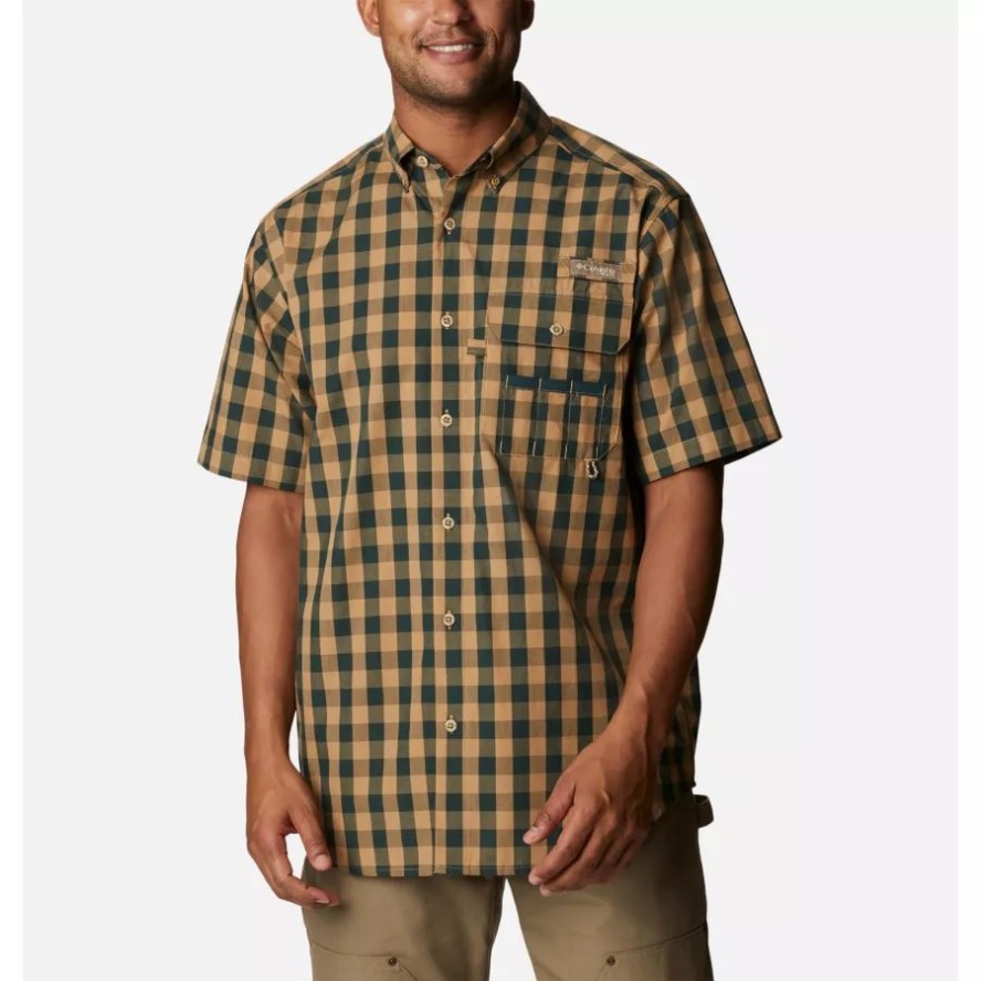 Dark Forest Multi Gingham Columbia Sale Men's PHG Super Sharptail Short Sleeve Shirt