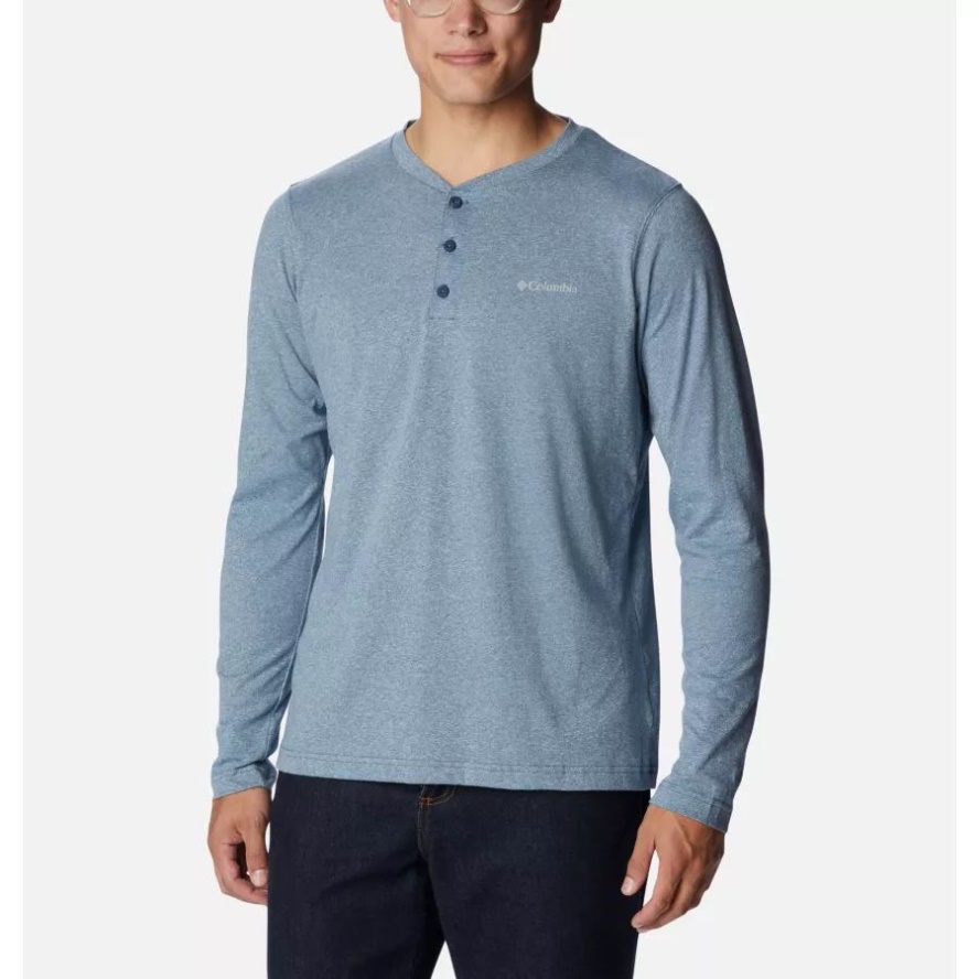 Dark Mountain Heather/Sky Blue Columbia Sale Men's Thistletown Hills Henley