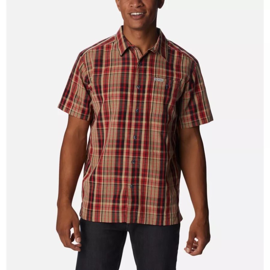 Dark Mountain Mellow Mood Madras Columbia Sale Men's Lakeside Trail Short Sleeve