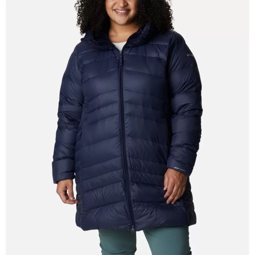 Dark Nocturnal Columbia Sale Women's Autumn Park Down Hooded Mid Jacket Plus Size