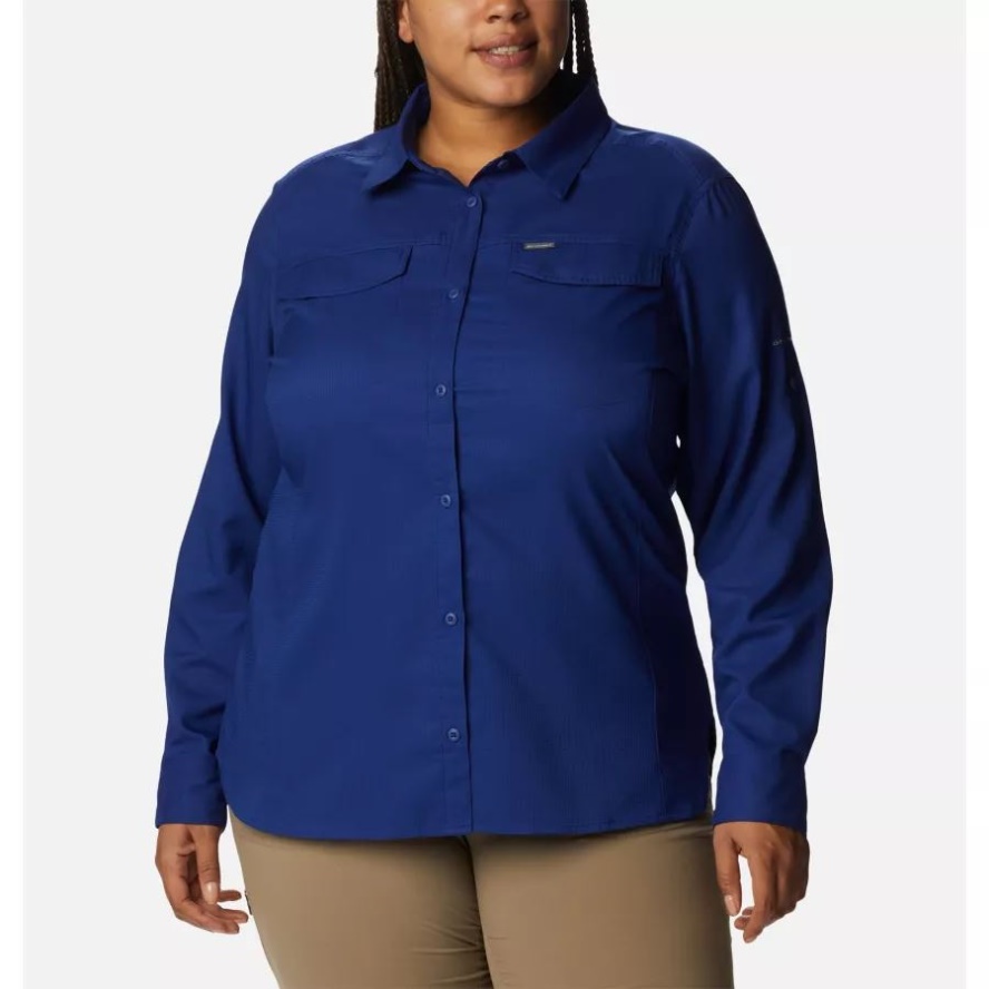 Dark Sapphire Columbia Sale Women's Silver Ridge Lite Long Sleeve Shirt Plus Size