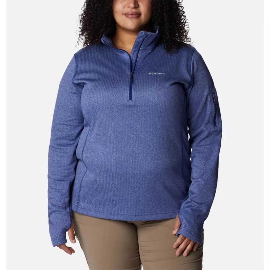 Dark Sapphire Heather Women's Park View Grid 1/2 Zip Fleece Pullover Plus Size Columbia Sale