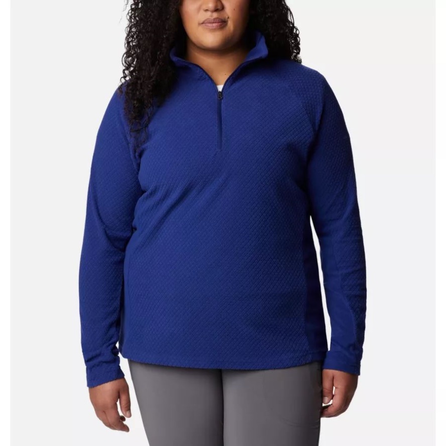 Dark Sapphire Quilt Pattern Women's Glacial IV Print Half Zip Pullover Plus Size Columbia Sale