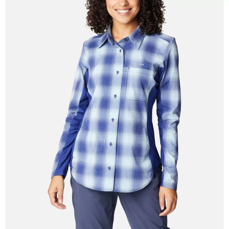 Dark Sapphire Soft Ombre Columbia Sale Women's Claudia Ridge Long Sleeve Shirt