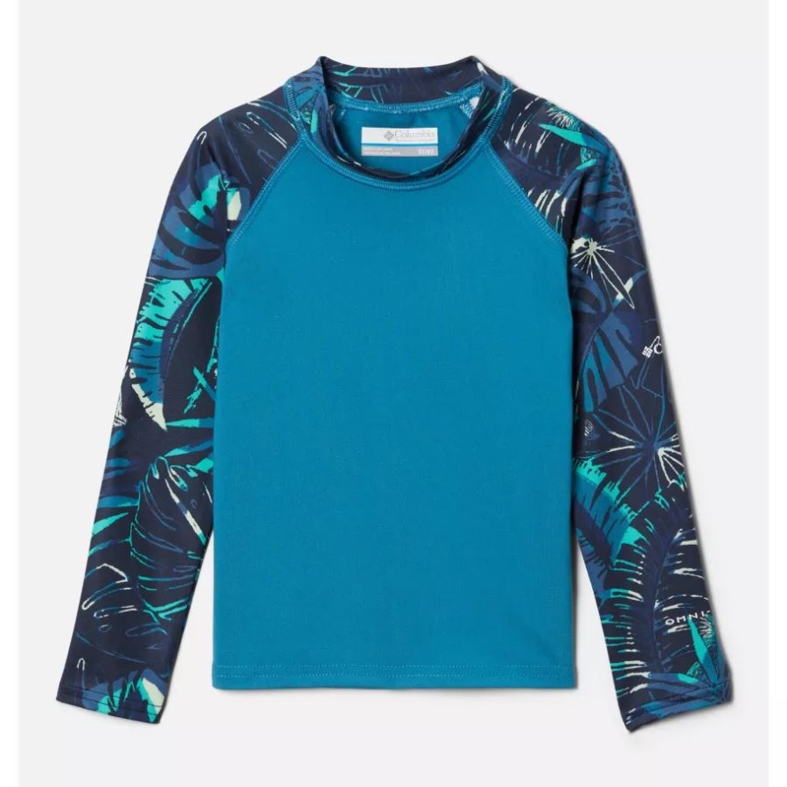 Deep Marine/Coll Navy King Palms Columbia Sale Kids' Toddler Sandy Shores Printed Long Sleeve Sunguard Shirt